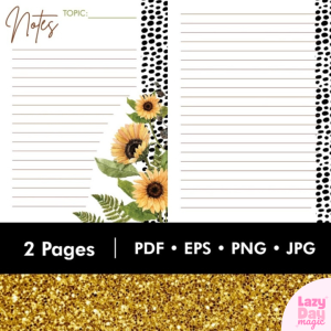 Sunflower Note Paper Printable