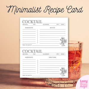 Cocktail Recipe Card with Bonus Recipes