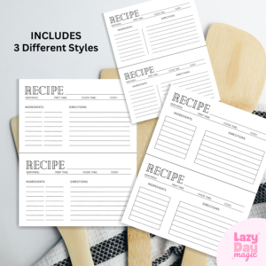Minimalist Recipe Card Printable