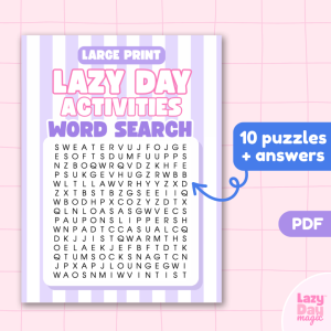 Lazy Day Activities Living Word Search