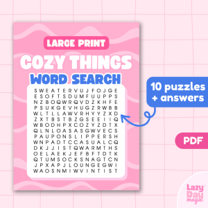 Cozy Things Word Search Puzzle